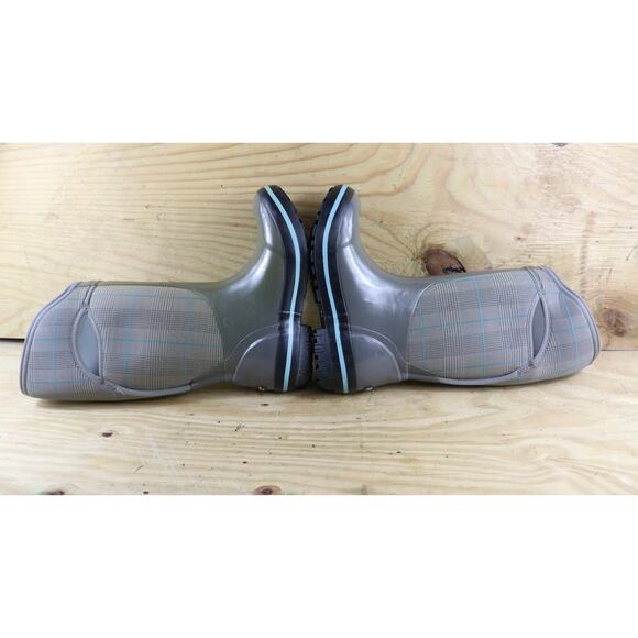 Bogs Boots Womens 7 Gray Green Plaid Prince Of Wales Rain Boots Tall Pull On - Picture 5 of 7